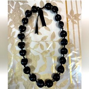Kukui Nut Necklace Hawaiian Wedding Graduation Knotted Brown/Black 27”ribbon